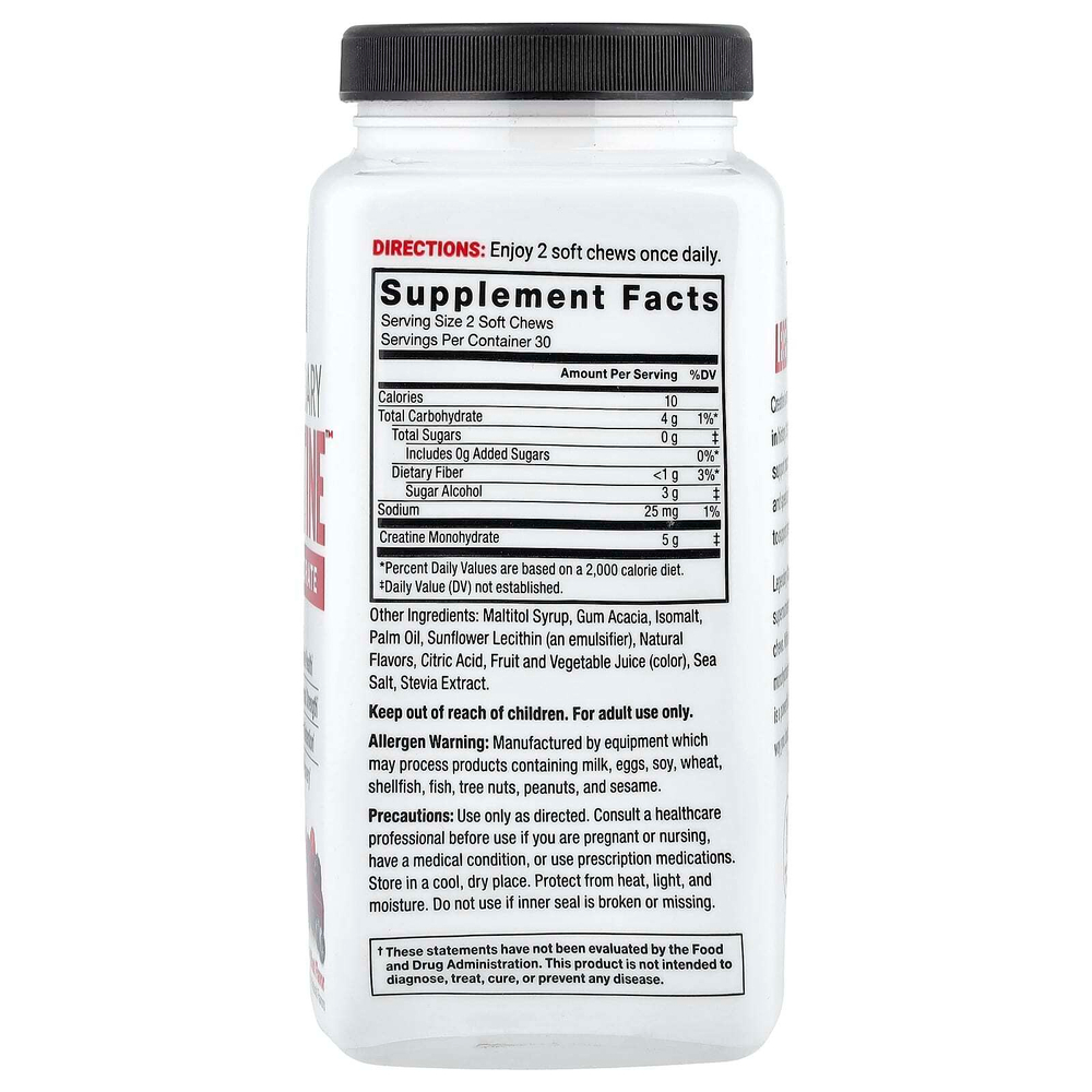 Force Factor, Legendary, моногидрат креатина, ягодный взрыв, 60 жевательных таблеток (2,5 г в одной жевательной таблетке)