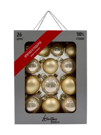 Набор стеклянных шаров Шампань 26 шт., Christmas DeLuxe (86450)