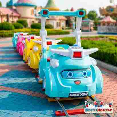 Детский поезд «Цветной патруль», 5 кабинок, 10 мест