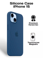 Силиконовый чехол Silicone Case iPhone 15, c MagSafe, Темно-синий