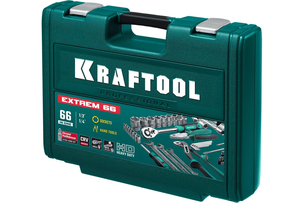 KRAFTOOL EXTREM-66, 66 предм., (1/2_+1/4_), универсальный набор инструмента (27976-H66)