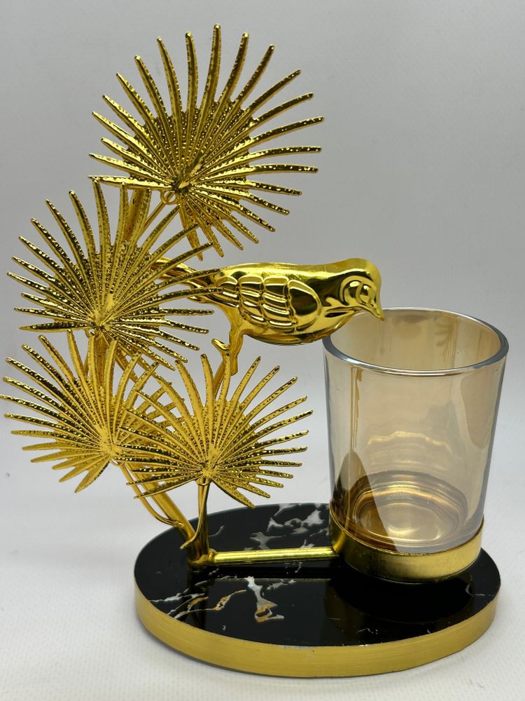 Подсвечник металл, стекло «Золотая птица»