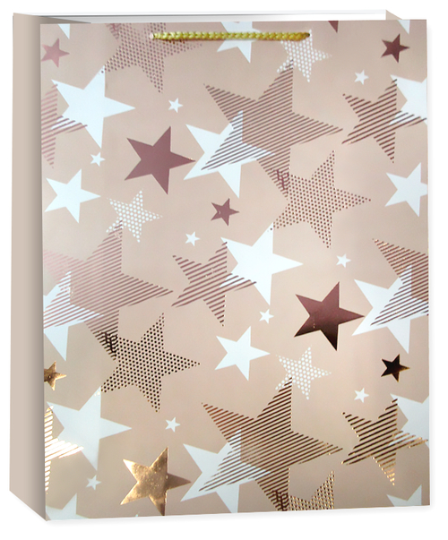 Пакет подарочный, Мириады звезд, Розовый, Металлик, 23*18*8 см, 1 шт.