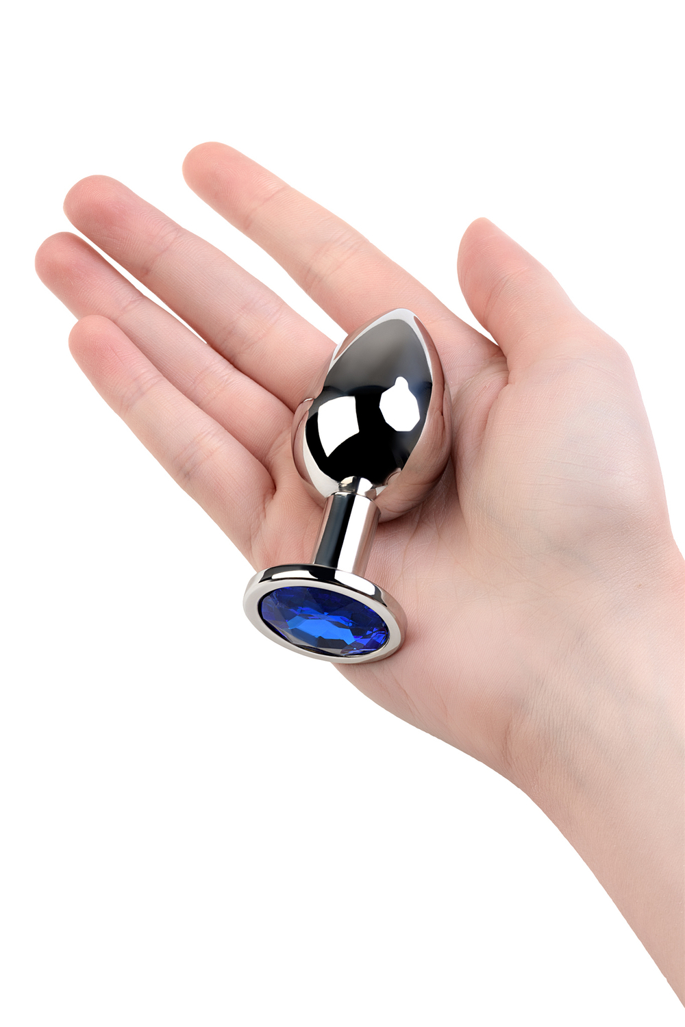 Анальная втулка с кристаллом Medium синий 8 см