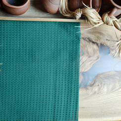 Вафельное полотно гладкокрашеное цв.Малахит | ш.150 см | 240 г/м² | хлопок-100%