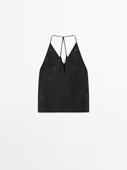 Massimo Dutti Топ свободного кроя с люверсами, черный