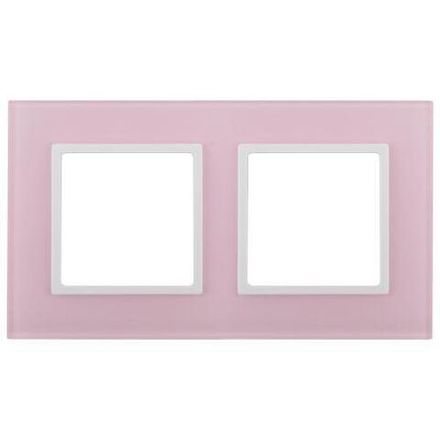 Рамка 2-м 14-5102-30 стекло Elegance роз.+бел. ЭРА Б0034502