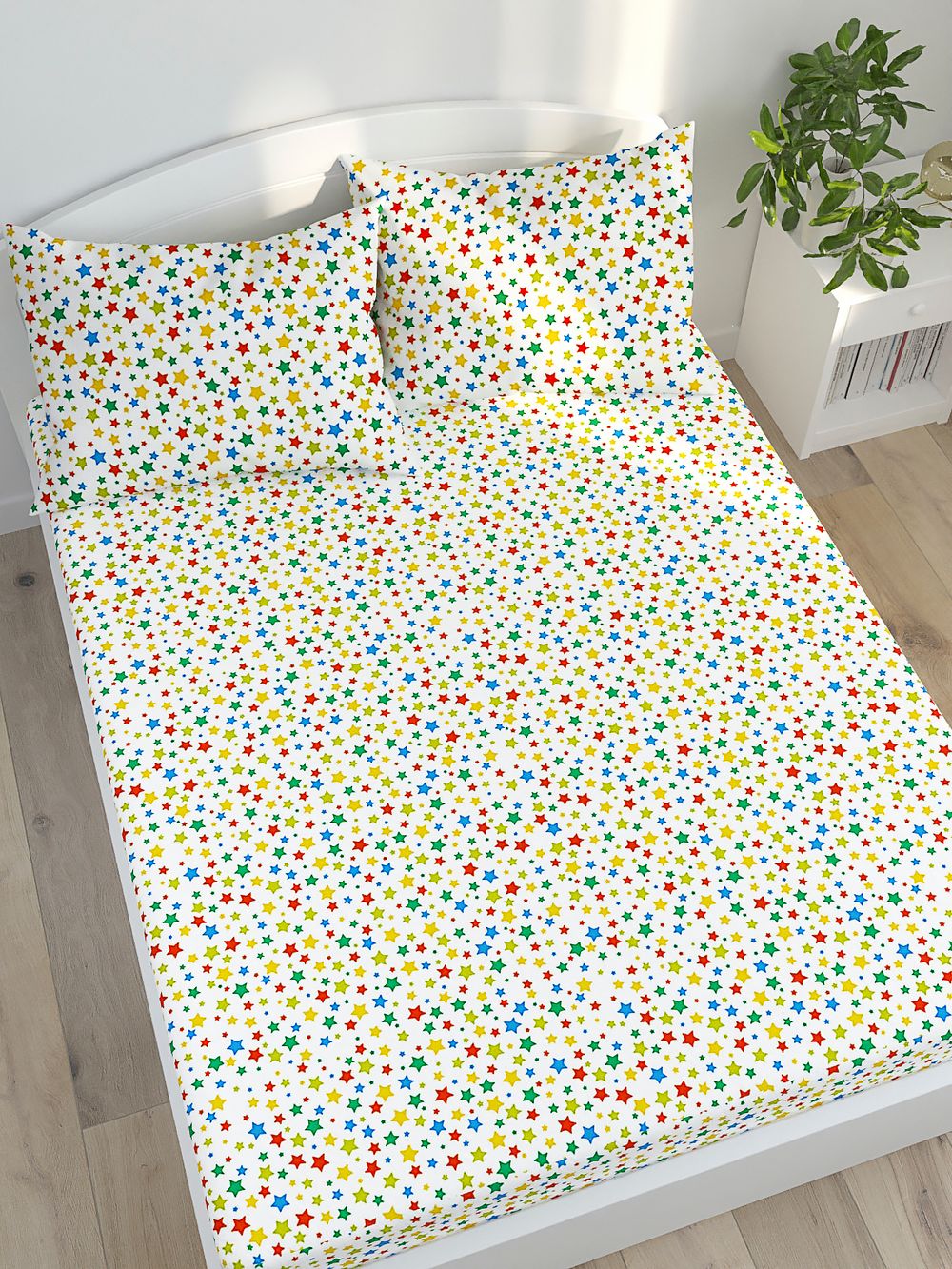 Постельное белье Сказка "Фейерверк" 1,5-сп Наволочка 50х70 см 1 шт Простынь 150х215 см Пододеяльник 145х215 см, перкаль