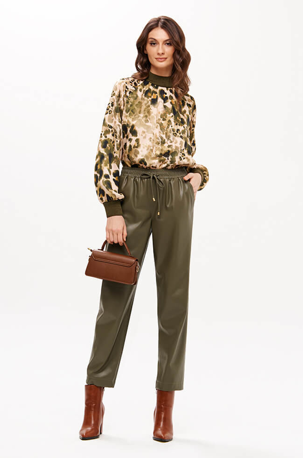 23415 Блузка женская (зеленый принт)