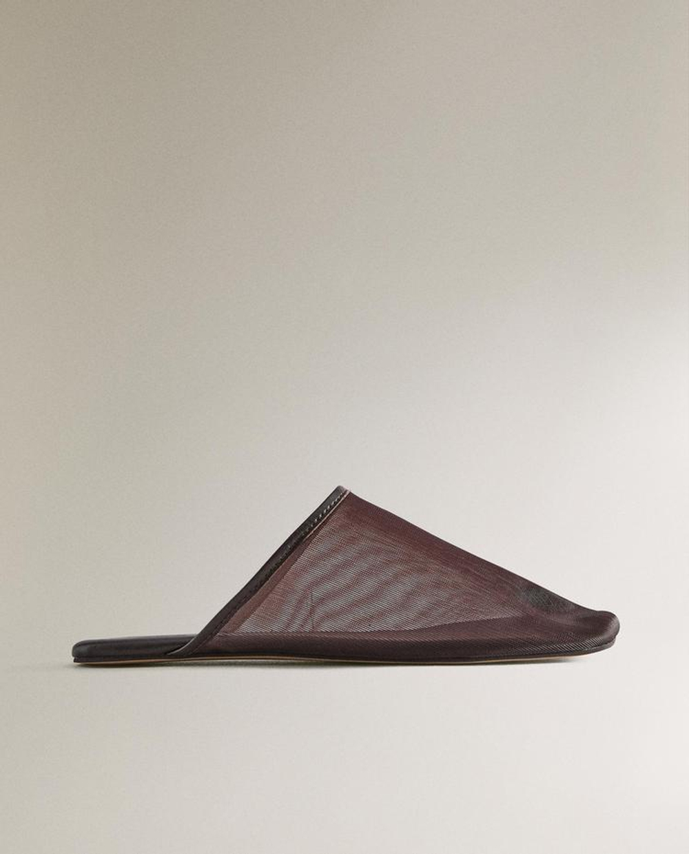 ZARA HOME ТУФЛИ-МЮЛИ НА ПЛОСКОЙ ПОДОШВЕ, КОРИЧНЕВЫЙ