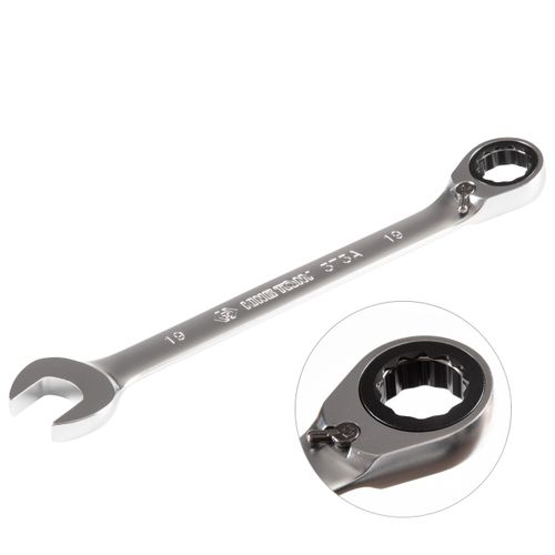 KING TONY (373A19M) Ключ трещоточный комбинированный с реверсом 19 мм