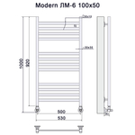 Полотенцесушитель Ника MODERN ЛМ-6 100/50 Matt Antique Silver с вентилями (комплект люкс)(-), шт