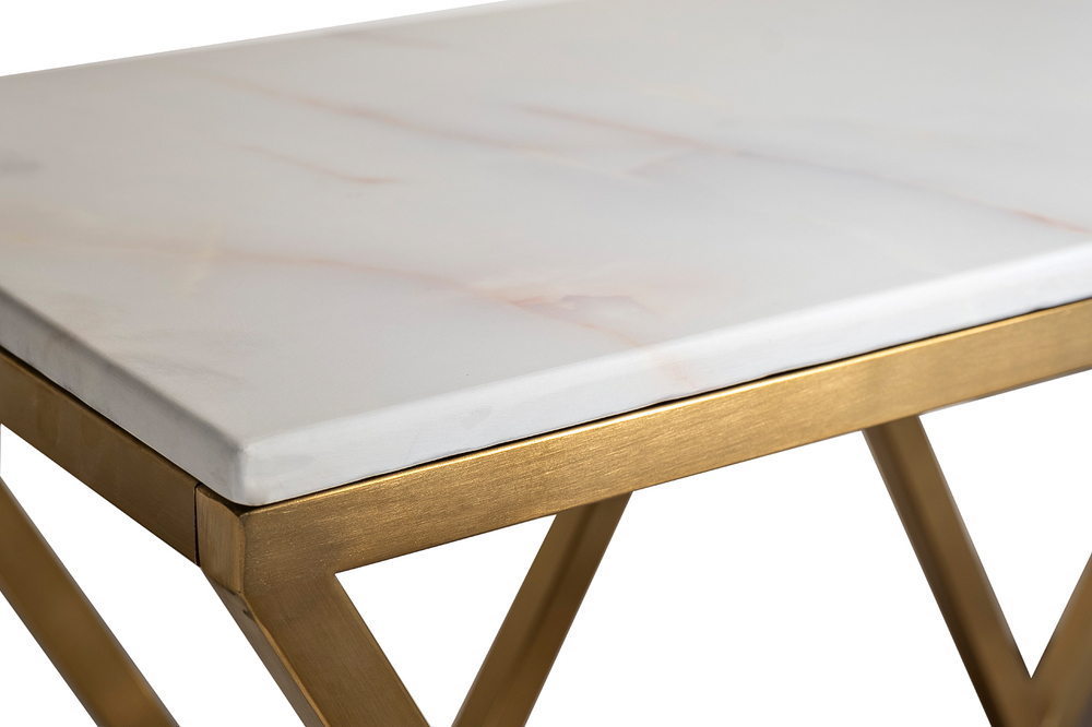 Консоль Garda Decor Бьянко Намибия (Bianco Namibia) бел.мр, мат.зол80*30*78