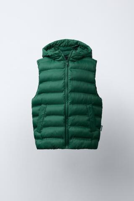 ZARA УЛЬТРАЛЕГКИЙ ВОДООТТАЛКИВАЮЩИЙ ЖИЛЕТ, ЗЕЛЕНЫЙ