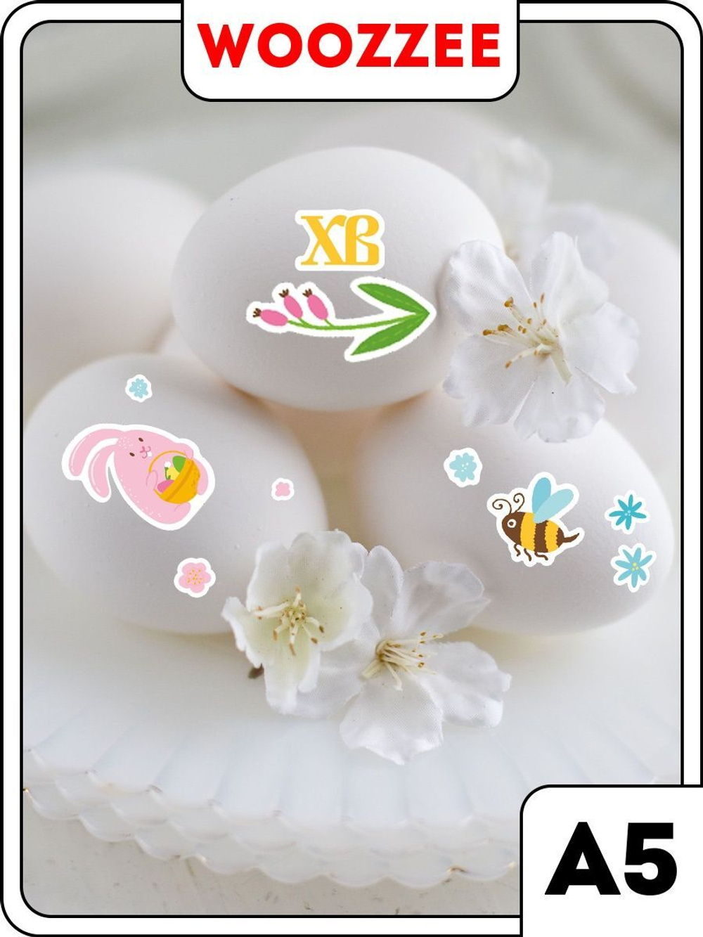 Наклейки-стикеры "На Пасху Детские - Розовый зайчик"