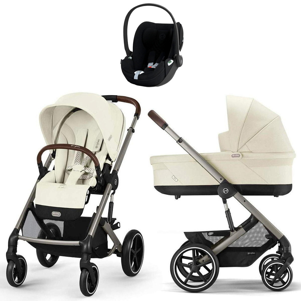 Коляска Cybex Balios S Lux TPE complete Cloud T Sepia Black Plus Base T 4 в 1 Seashell Beige с дождевиками