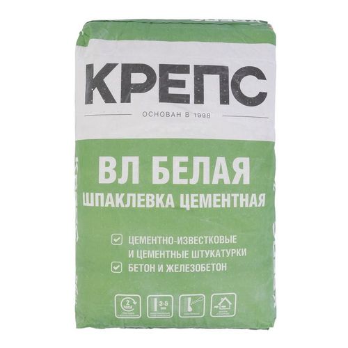 Шпаклевка цементная Крепс ВЛ фасадная белая 20 кг