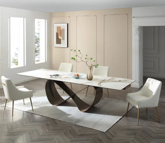 Стул Senna, белое букле с золотыми ножками