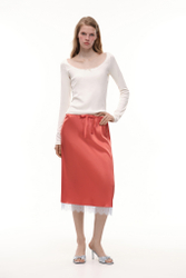 Юбка миди с кружевом (Sunday Skirt), коралловая