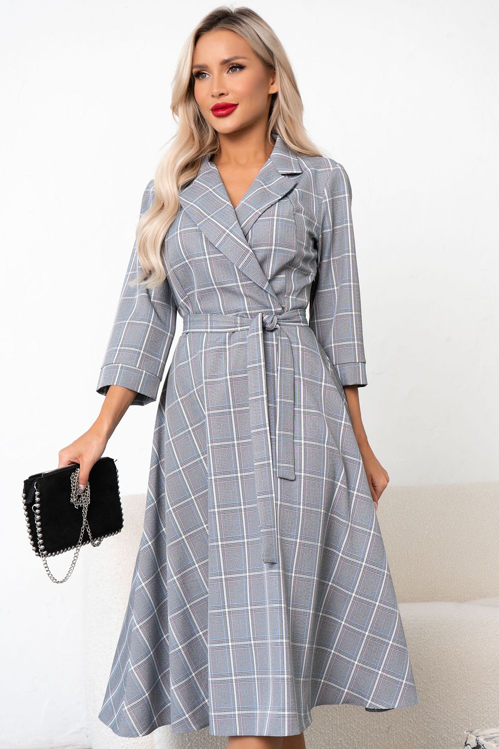 Платье в клетку (серый) Р11-1225/3 Nikol
