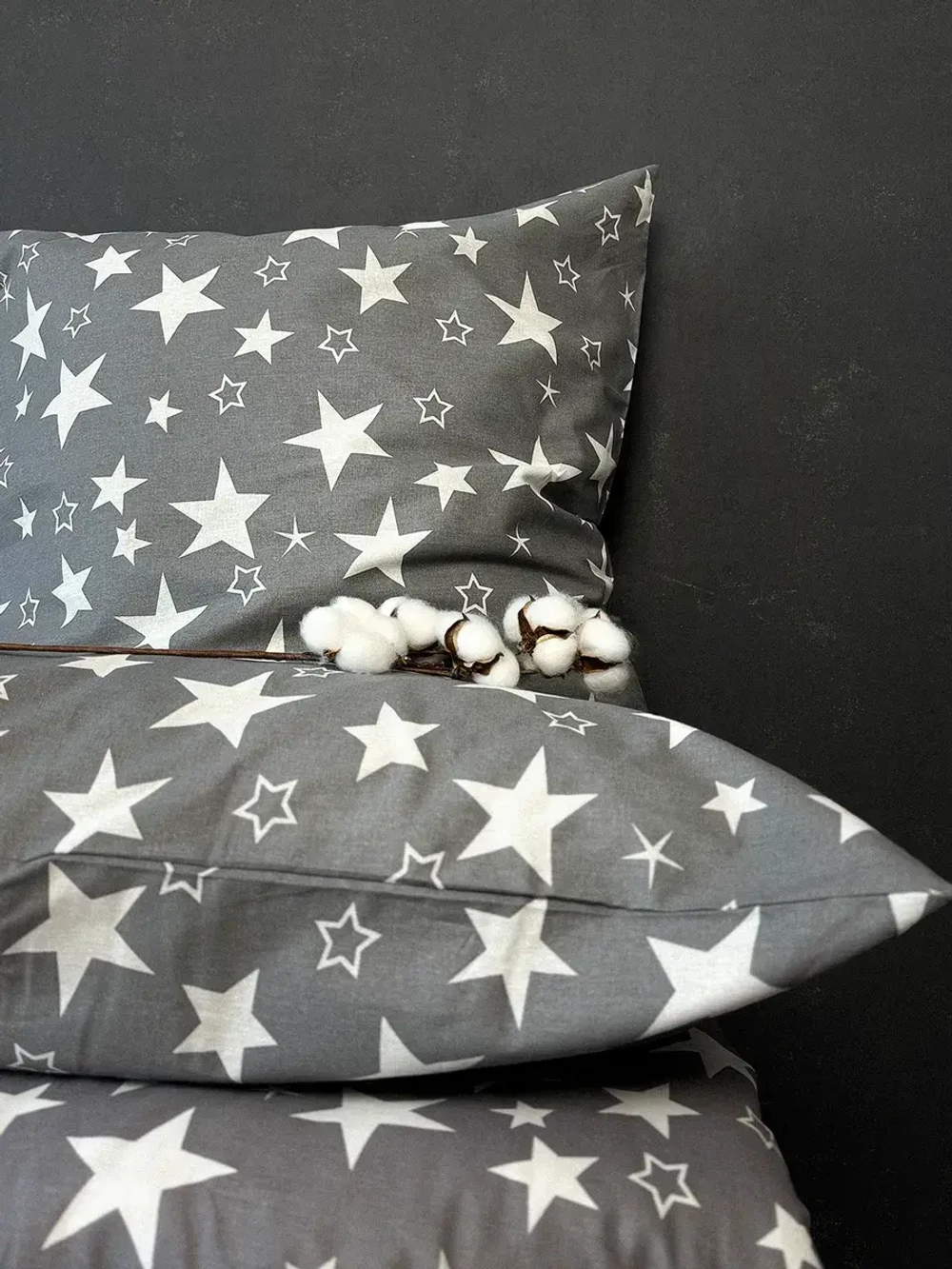 Комплект постельного белья евро-стандарт STARS, 100% хлопок