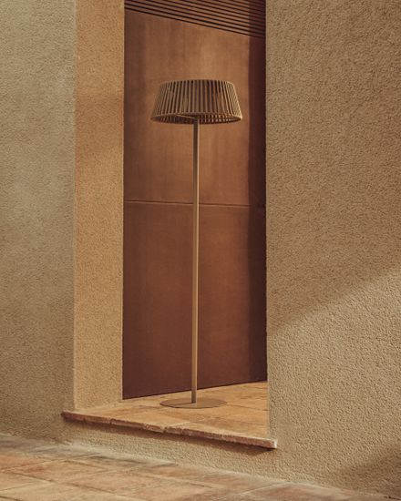 Уличный торшер Aldet на солнечных батареях бежевый, диаметр 46 см