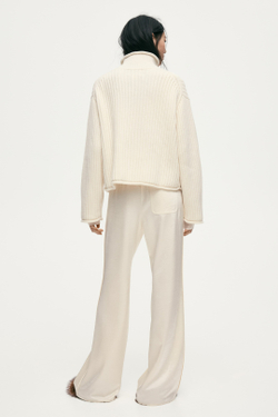 H&M Расклешенные атласные брюки, кремовый