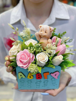 Букет из мыла для учителя Азбука