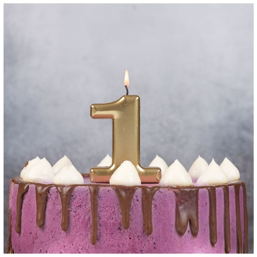 Свечи-цифры Золотые, 8 см