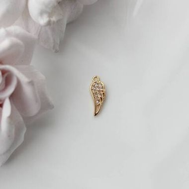 Подвеска Крыло с фианитами 13*5 мм, позолота, П436