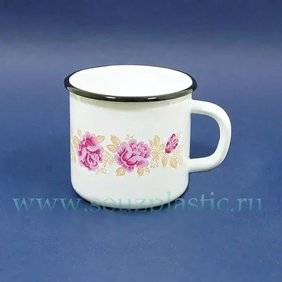 Кружка эмал 1,0л б/крыш с рис С0107, С0107.П (Новокузнецкая эмаль)