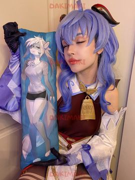 Мини дакимакура фурри Серебристая Лиса арт. M0629, 60х20 см