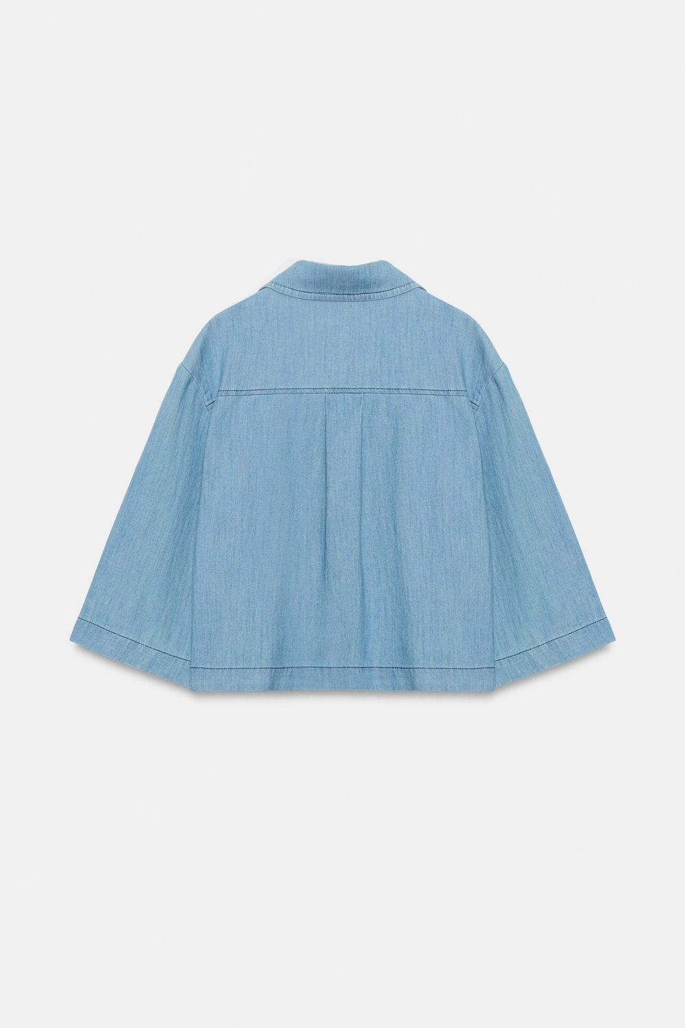 ZARA СВОБОДНАЯ БЛУЗА С V-ОБРАЗНЫМ ВЫРЕЗОМ, СИНИЙ