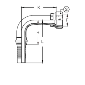 Фитинг DN 10 JIC (Г) 3/4 (90) (удлинен.)