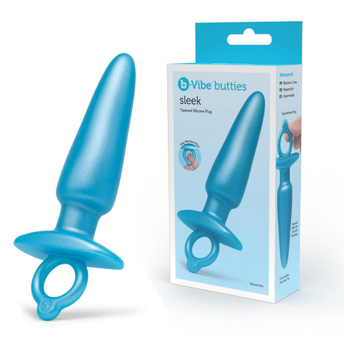 Анальная пробка b‑Vibe Sleek Tapered с кольцом, 15 см