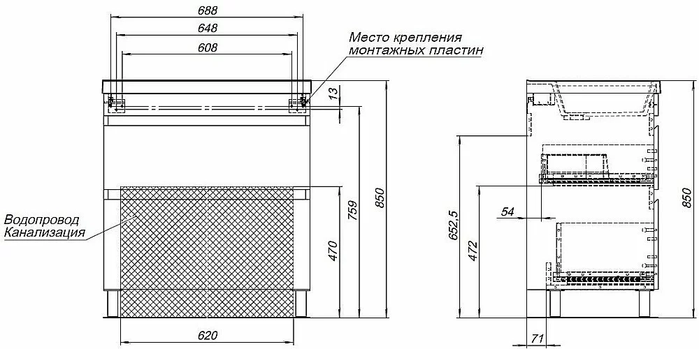 Тумба с раковиной Aquanet Нота New 75 344142+281221 дуб веллингтон табак
