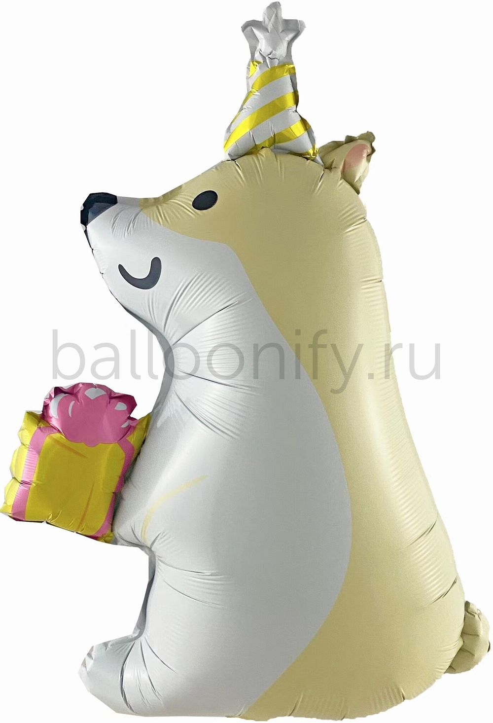 Шар (33''/84 см) Фигура, Корги с подарком, 1 шт.