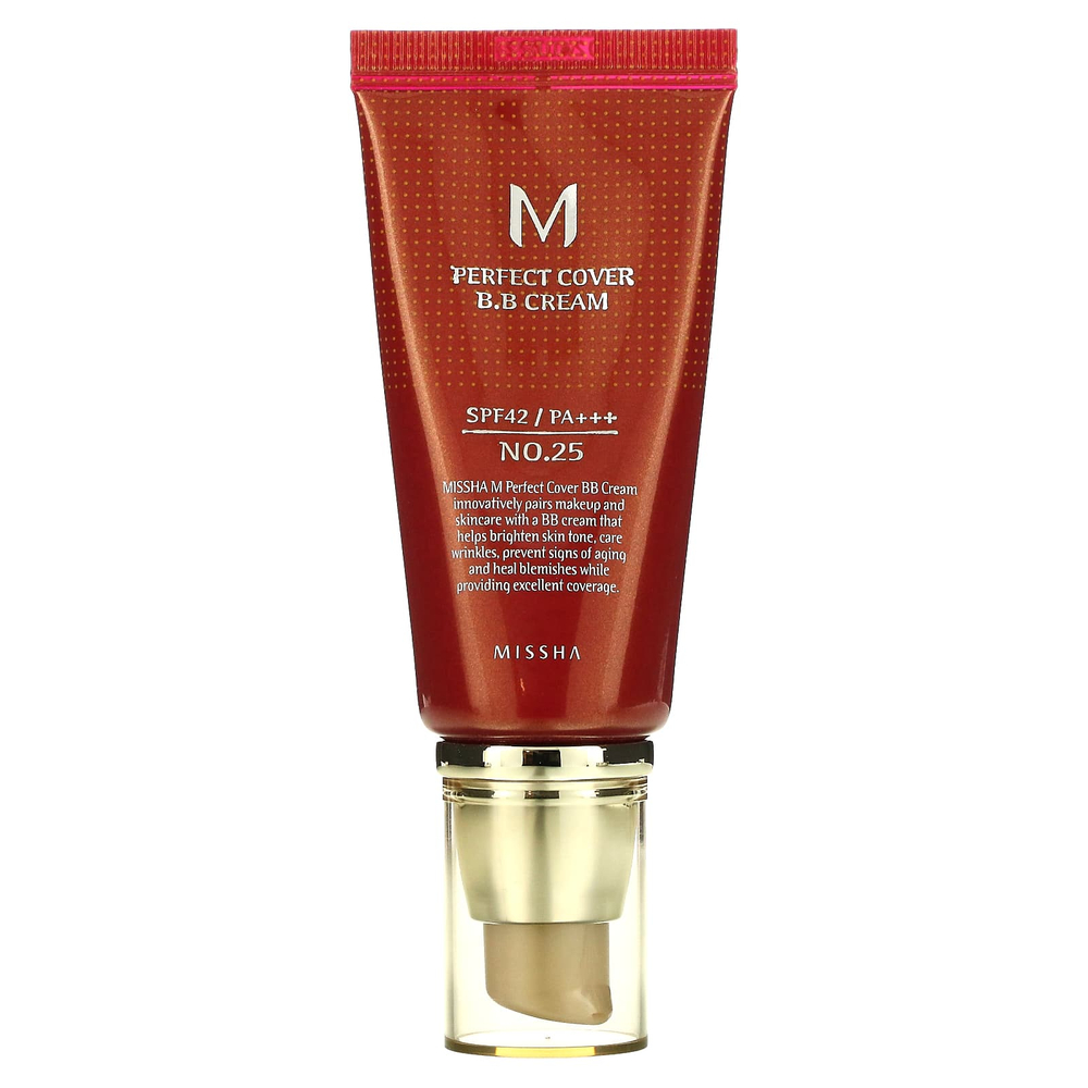 Missha, M Perfect Cover, BB-крем, SPF 42/PA+++, оттенок 25 теплый бежевый, 50 мл (1,7 унции)