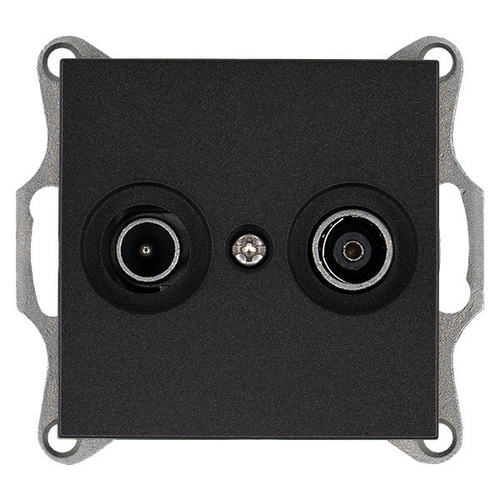 Розетка TV+FM Φ9.5mm оконечная с накладкой, цвет Антрацит