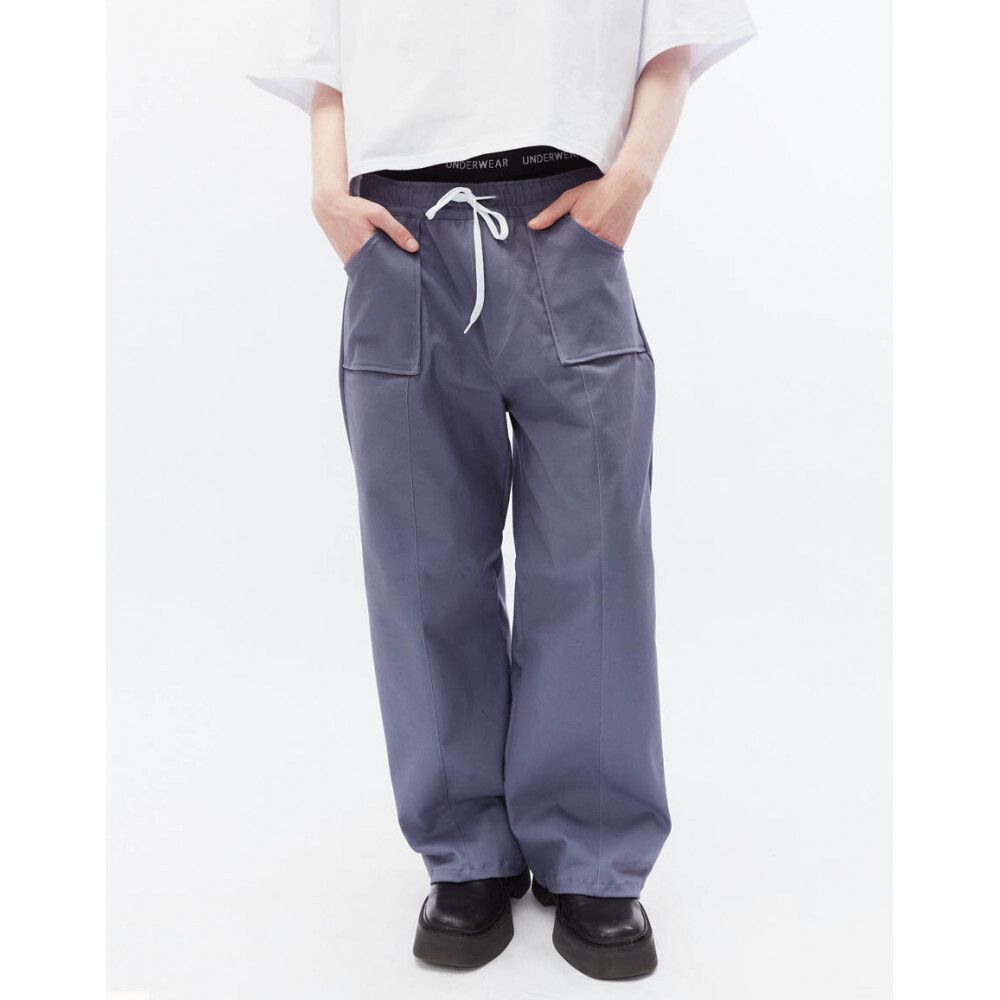 Брюки БИЧ широкие хлопковые голубые