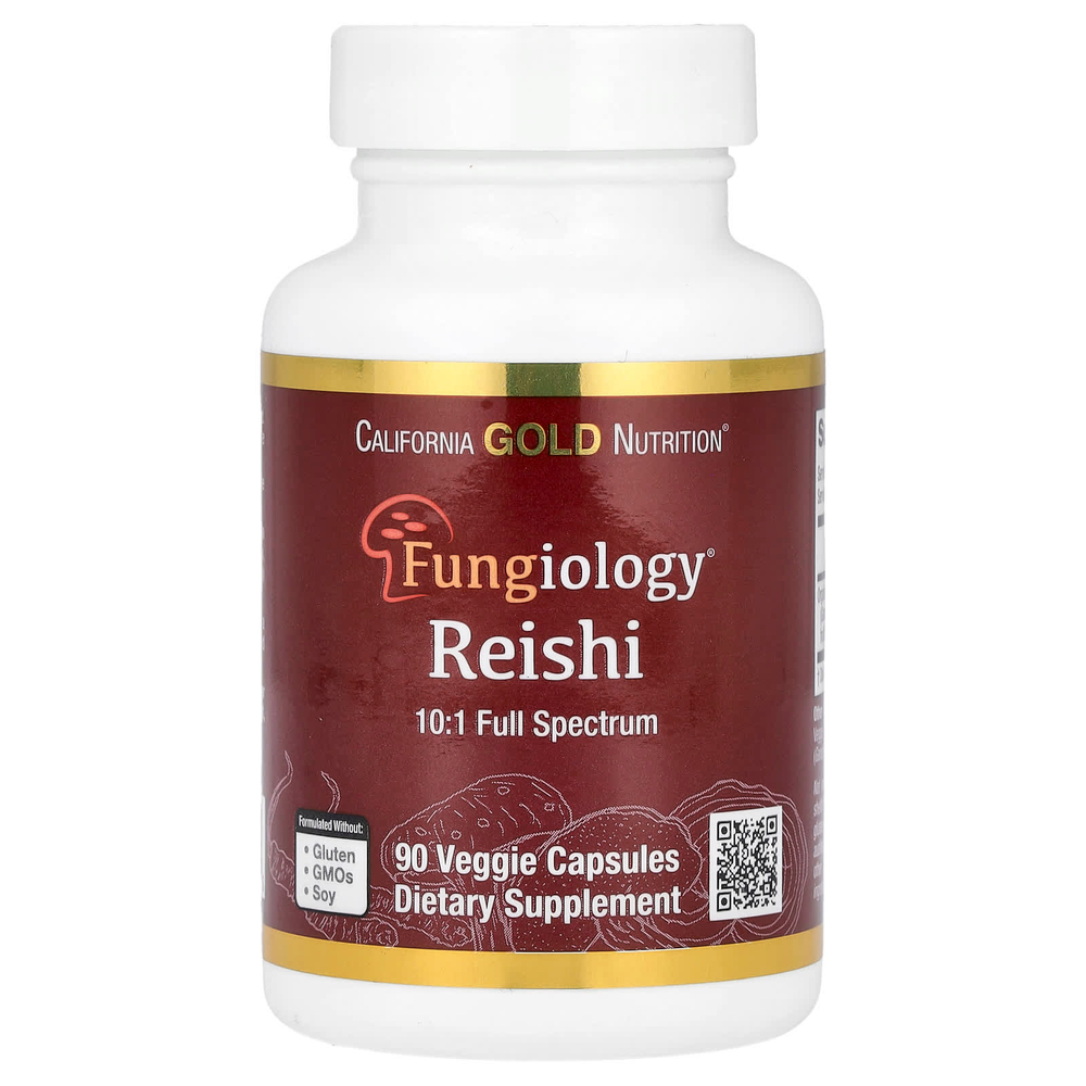 California Gold Nutrition, рейши (Ganoderma lucidum), полный спектр, сертифицированный органический продукт, 90 растительных капсул (600 мг в 1 растительной капсуле)