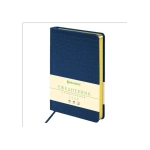 Ежедневник А-5 2026 BRAUBERG Comodo, под кожу, синий, золотой срез 117050