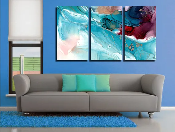 Модульная картина "Искусство алкогольными чернилами"