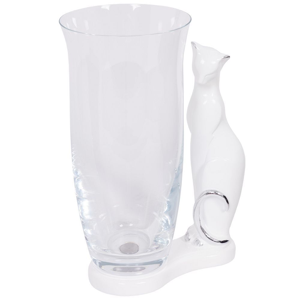 Ваза для цветов Кошка Шелби с чашей Аура Белая