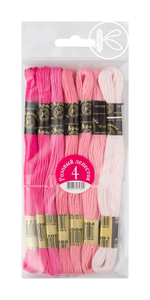 Нитки мулине набор "Цветик-семицветик", №4-Розовый лепесток, 7*10м, 100% хб