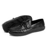 Bansley Top Grain Cow Leather Gommino Loafers Men"s Black