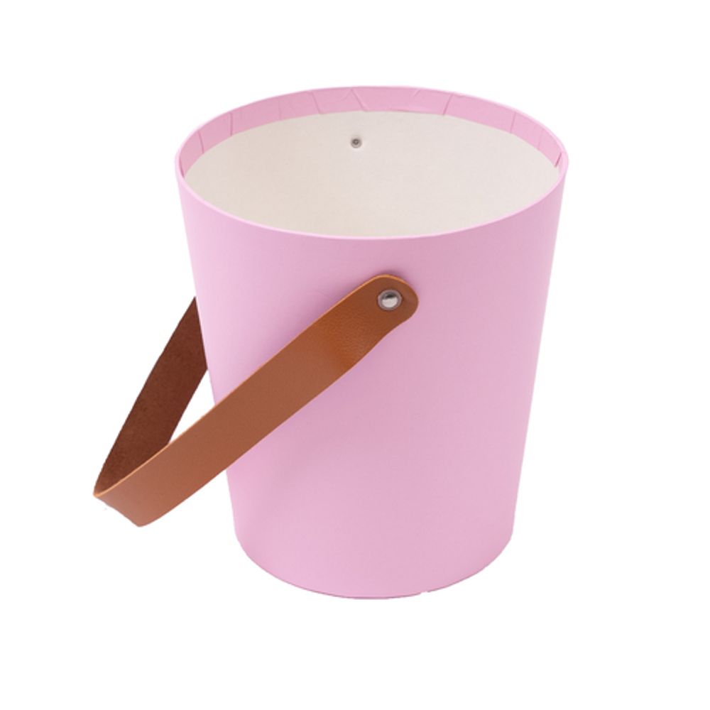 Коробка КОНУС с кожаной ручкой 15*17 НЕЖНО-РОЗОВЫЙ