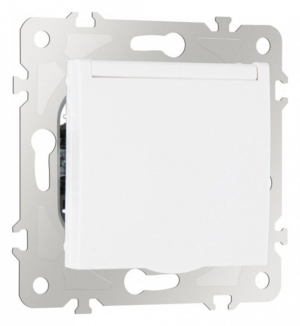 Розетка влагозащищенная с заземлением и со шторкой с крышкой Arte Milano am-203 203.41-1.white