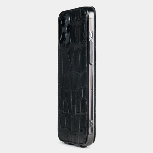 Чехол для iPhone 12 Pro Max из натуральной кожи крокодила, черного цвета