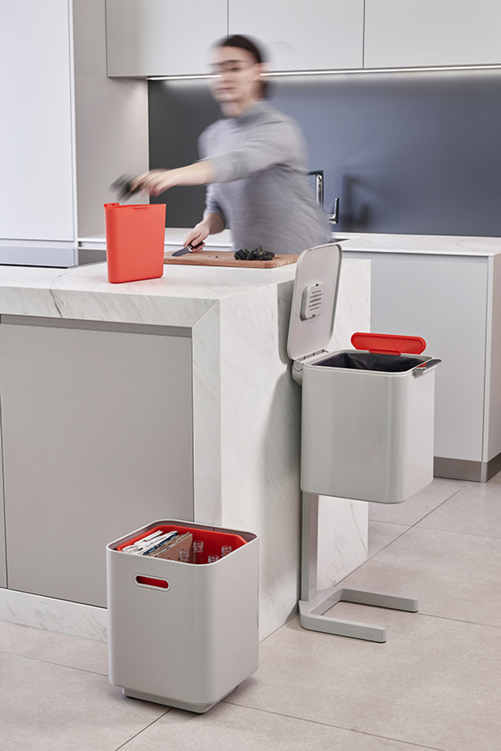 Контейнер для мусора с двумя баками totem compact, 40 л, белый